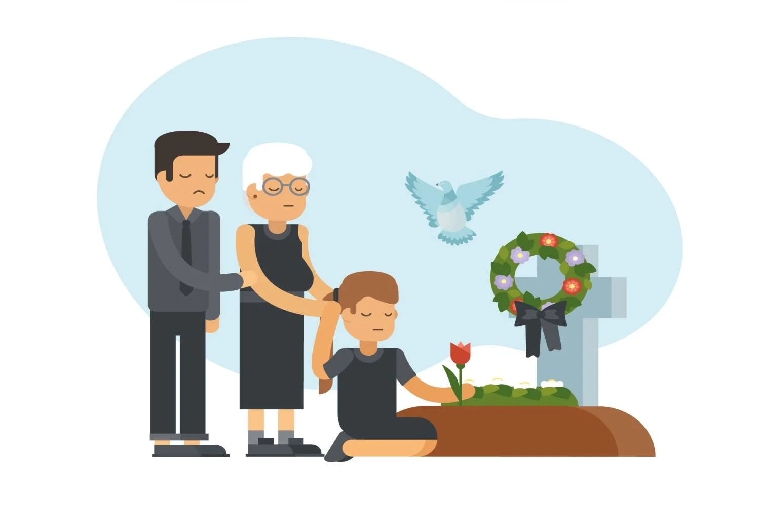 Imagem de dois idosos e uma criança, ilustrando o plano funeral para idosos
